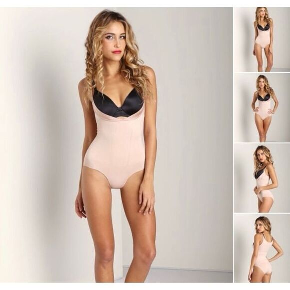 Spanx Women’s  Slimmer & Shine Open Bust Shaping Shapewear Bodysuit - Picture 1 of 8